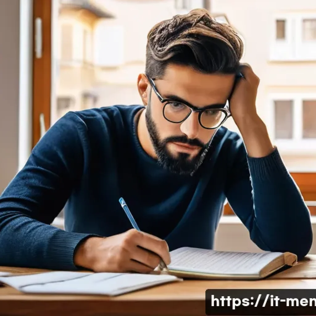 정신건강 상담사 자격증 시험 준비 - A focused Italian adult student studying for a mental health counseling exam at a tidy wooden desk i...