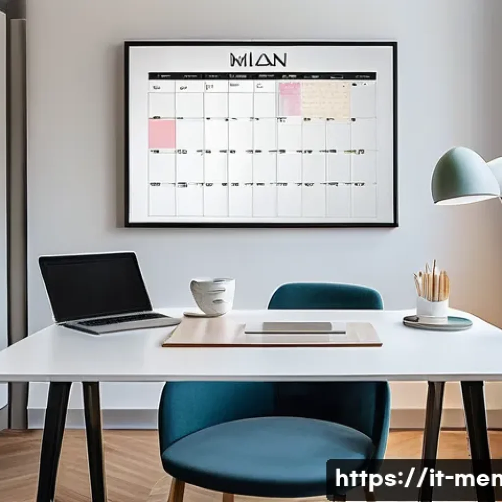 정신건강 상담사의 하루 - A professional psychologist's modern office setting in Milan, Italy, featuring a sleek digital calen...