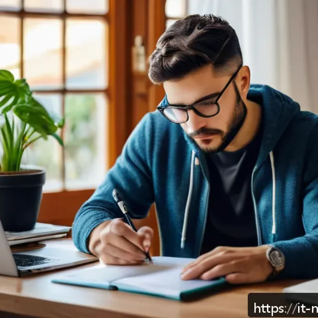 정신건강 자격증 취득을 위한 준비 사항 - A focused Italian adult student studying for a mental health certification exam in a cozy, modern ho...