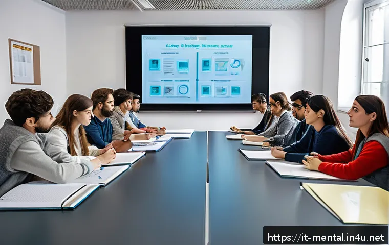 정신건강 자격증 취득 후기 - A professional training classroom in Italy focused on mental health certification, showing a diverse...